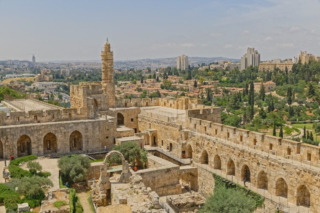 Archaeological finds and Ottoman minaret at the Tower of David