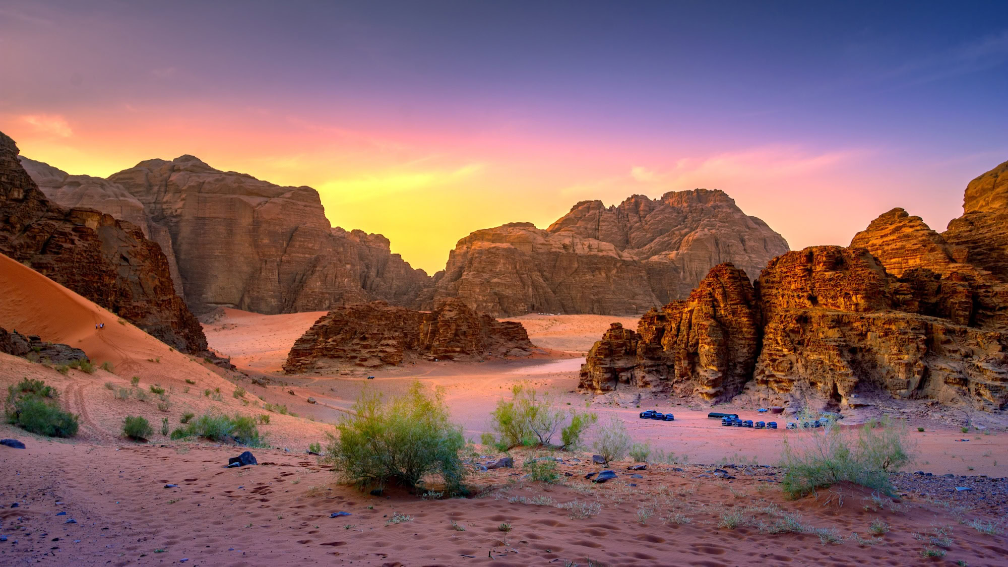 Wadi Rum desert with red sand in Jordan