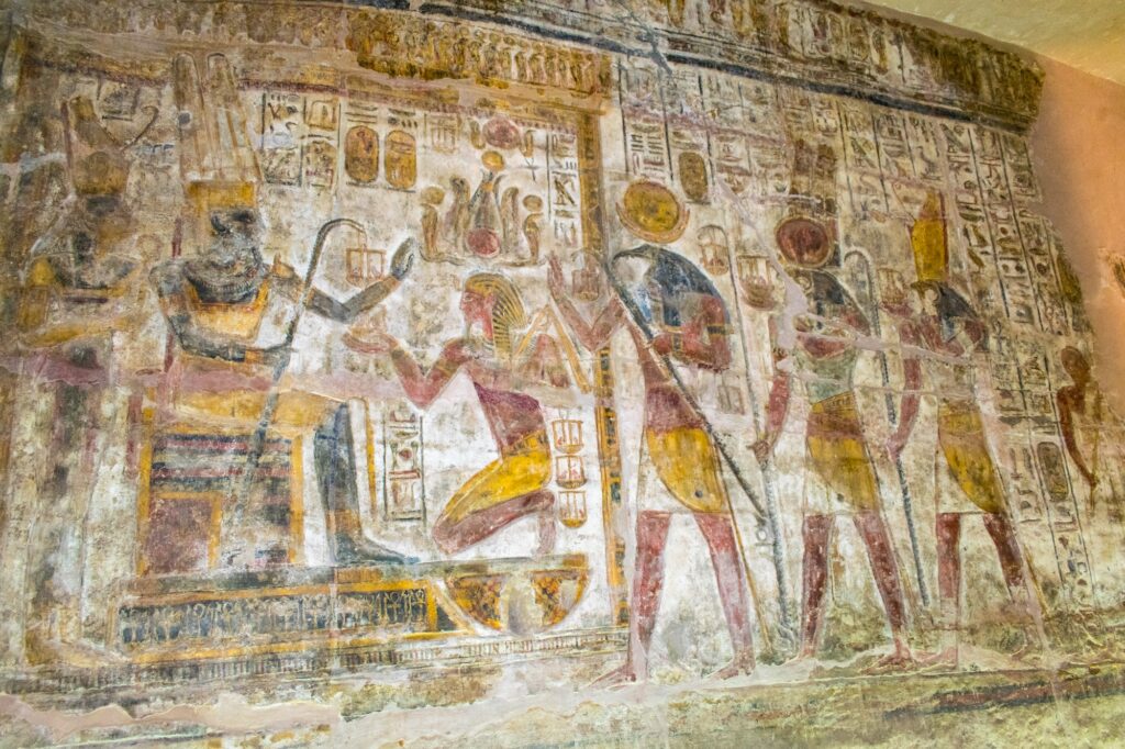 Wall reliefs inside the Temple of Amada in Nubia