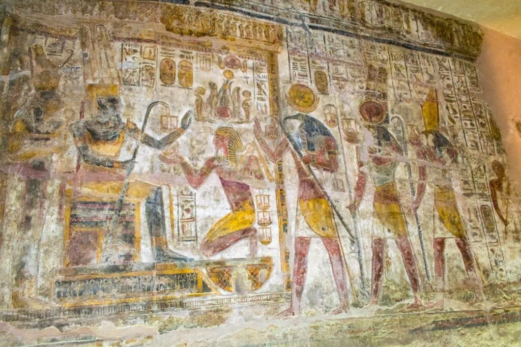 Wall reliefs inside the Temple of Amada in Nubia