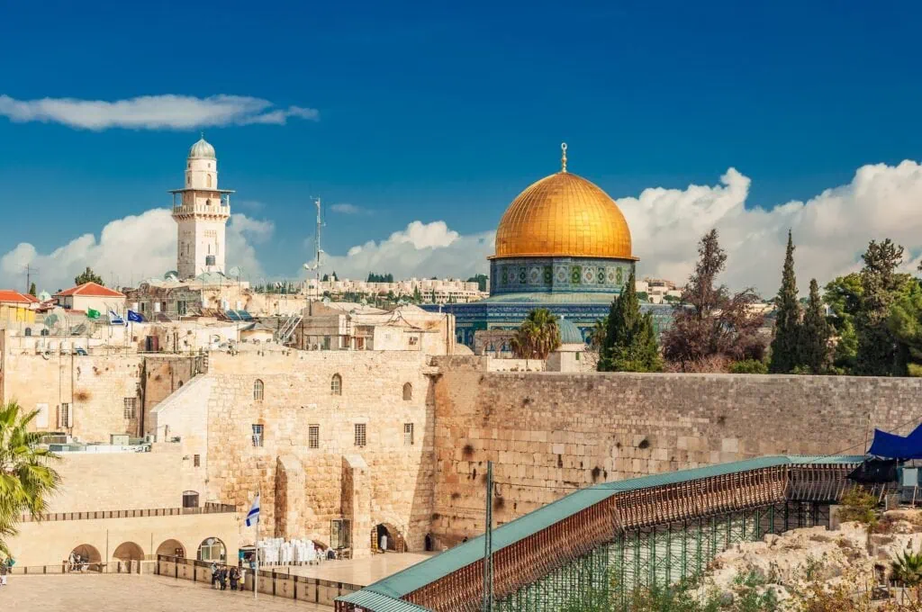 Western Wall plaza with the Dome of the Rock in the Old City of Jerusalem, Jerusalem