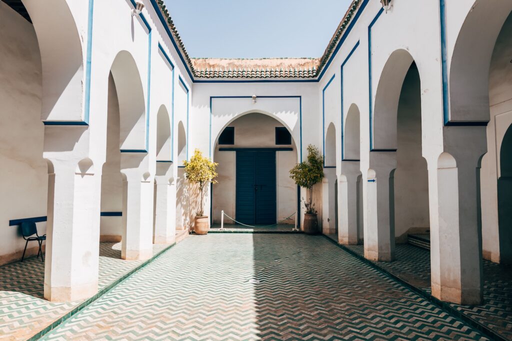 bahia palace courtyard at marrakech morocco