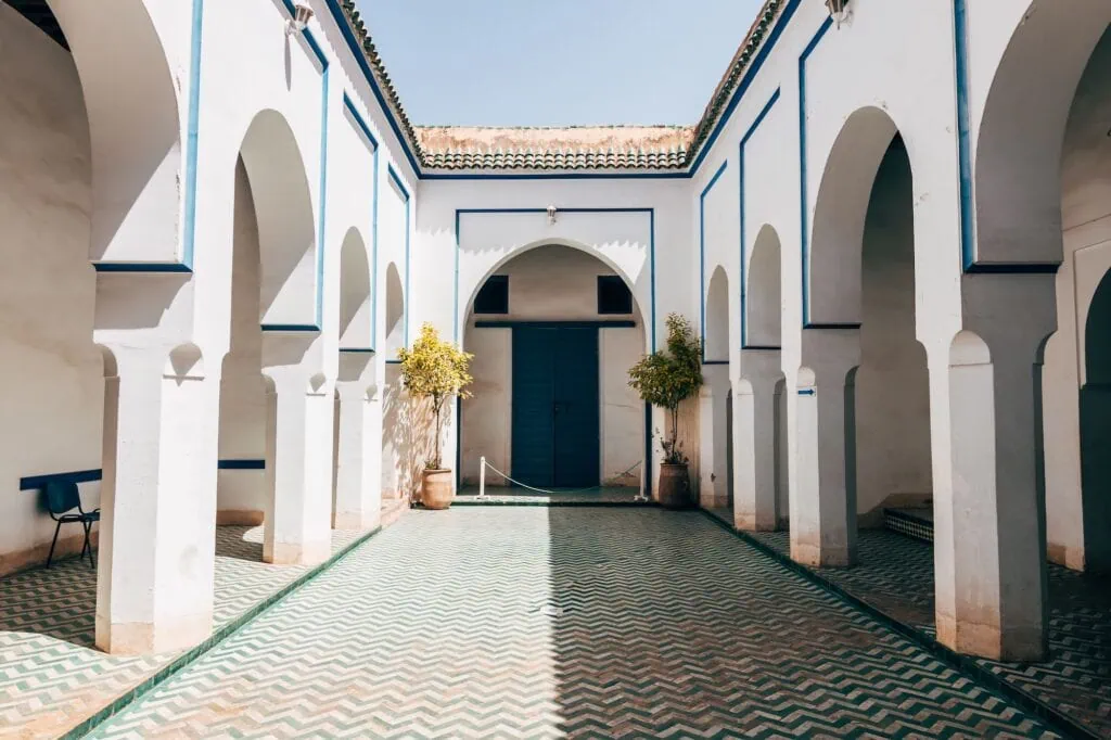 bahia palace courtyard at marrakech morocco