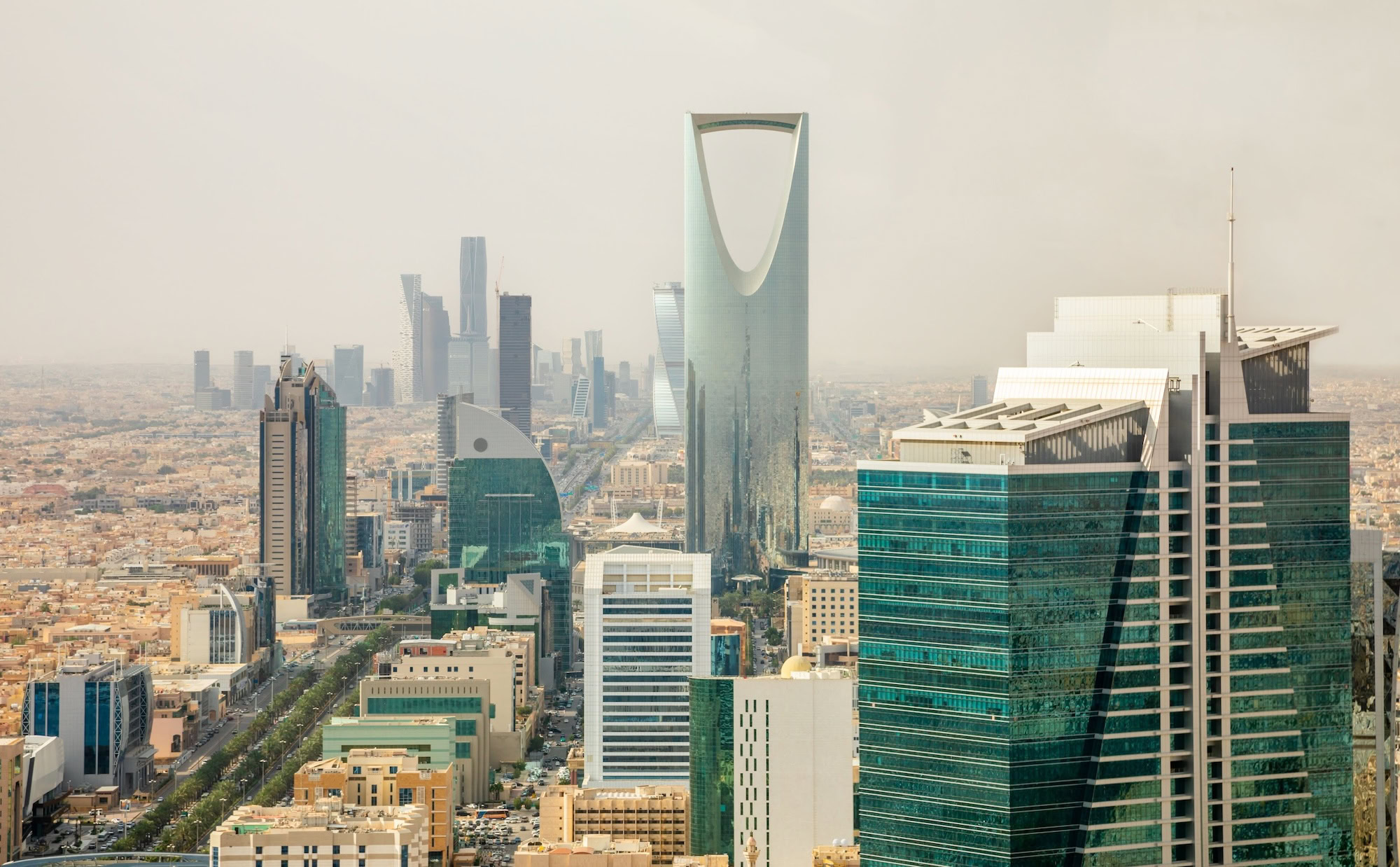 Riyadh skyline with Kingdom Centre Tower and modern skyscrapers