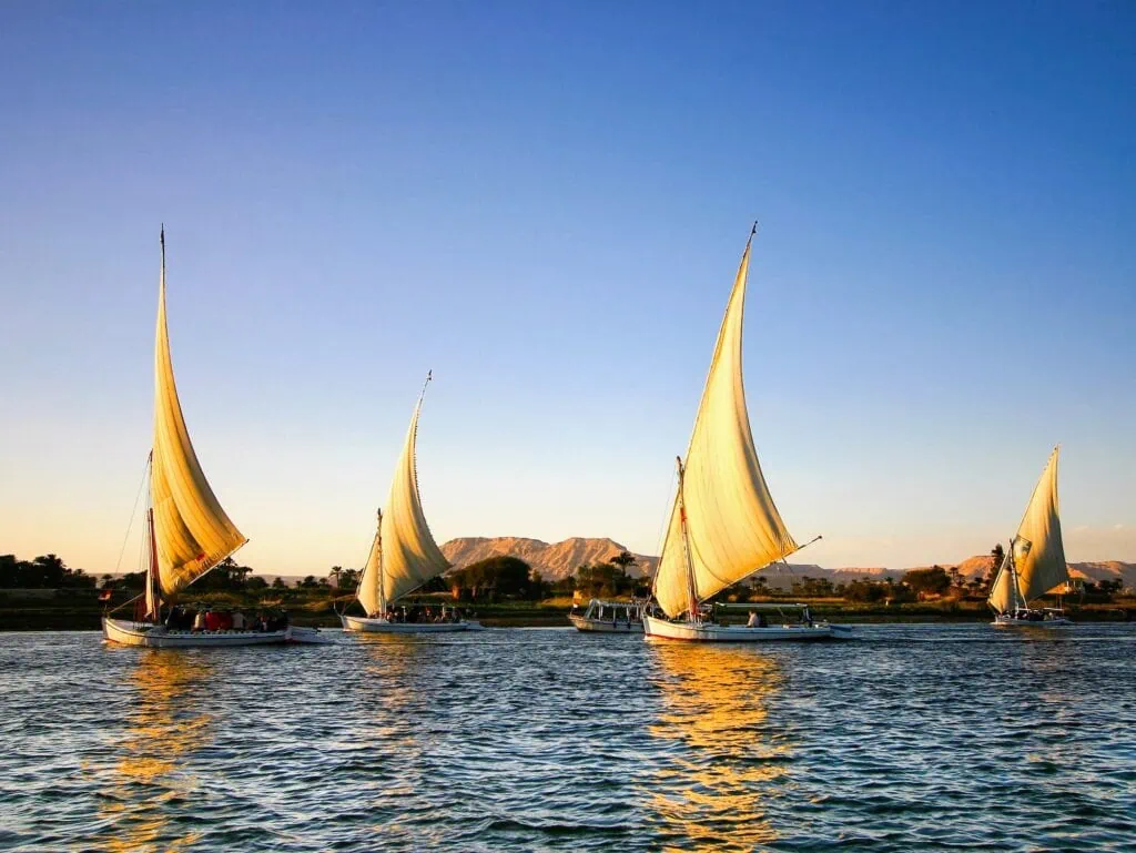 Feluccas sailing on the Nile River