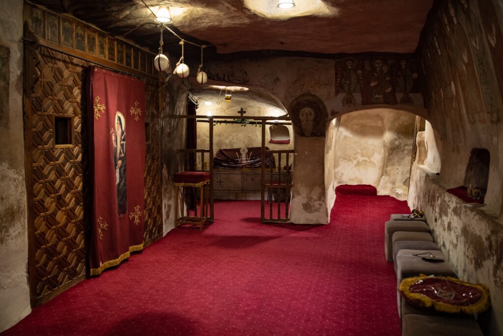 optic fresco paintings on wall of Church of St. Paul St. Mercurius Monastery of Saint Paul the Anchorite aka Monastery of Tigers