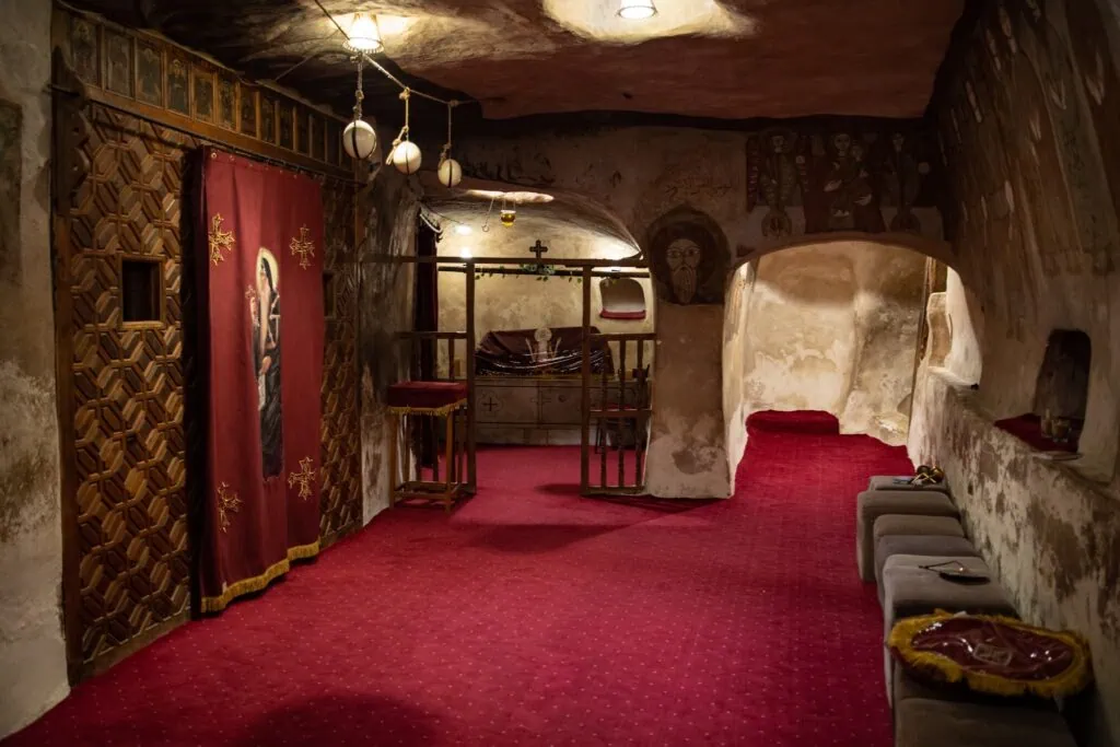 optic fresco paintings on wall of Church of St. Paul St. Mercurius Monastery of Saint Paul the Anchorite aka Monastery of Tigers