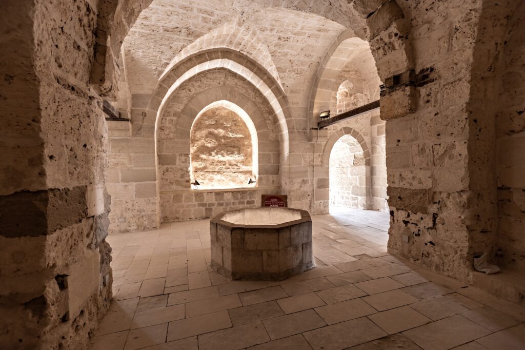 Architectural details of the stone fort structure of the Citadel of Qaitbay along the Mediterranean coast, Alexandria