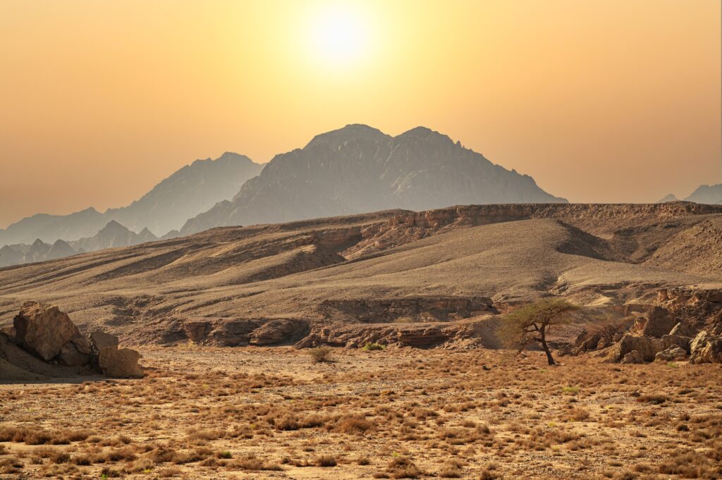 Sinai Mountains near Sharm El Sheikh, at the southern tip of the Sinai Peninsula