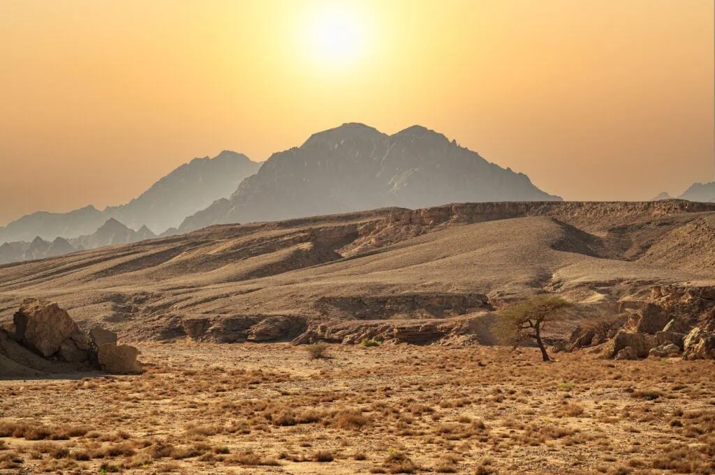 Sinai Mountains with rugged desert peaks near the southern tip of the peninsula, Sharm El Sheikh