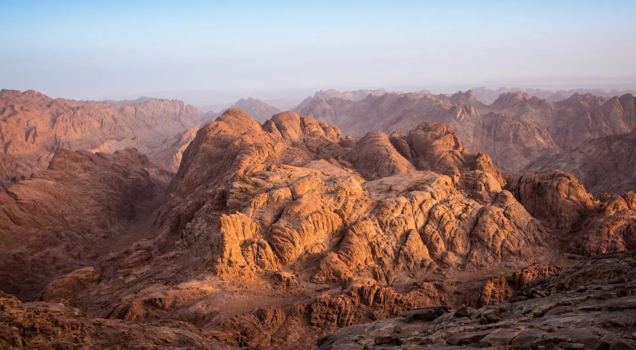 view from Mount Moses at Mount Sinai at dawn