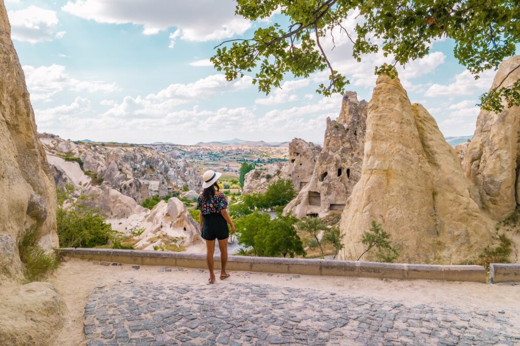 woman at the Goreme open air museum Cappadocia Turkey