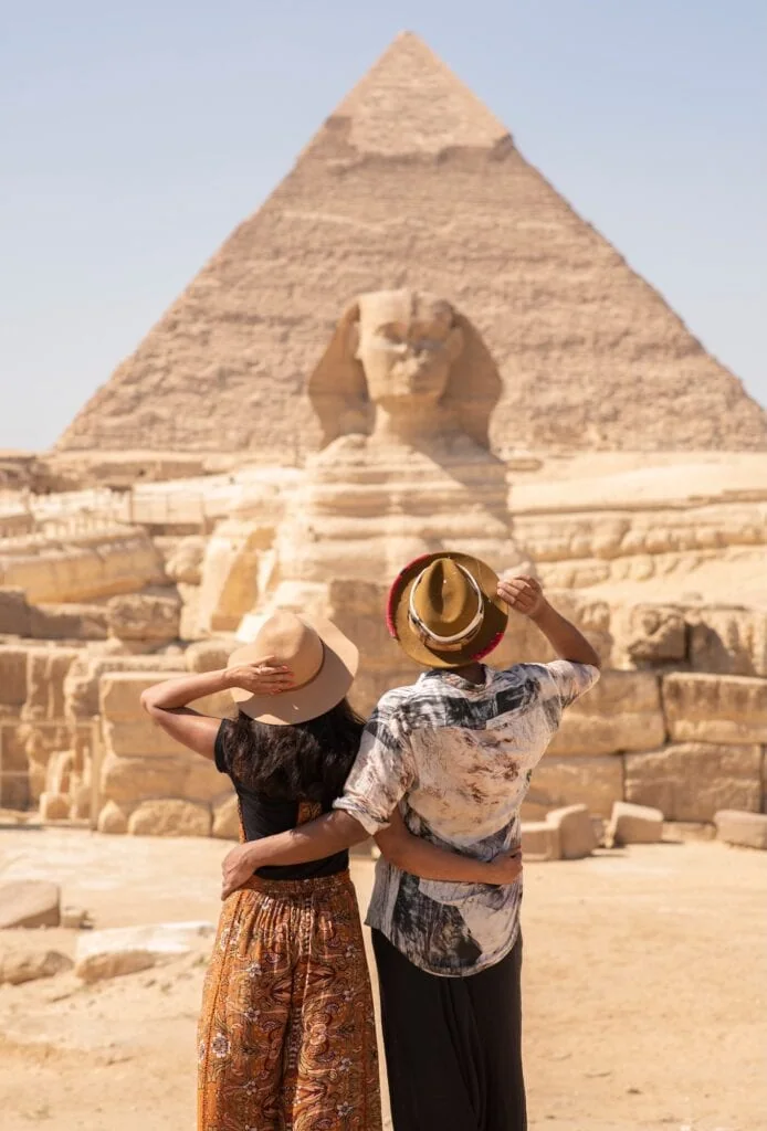 A couple at Giza Pyramids Sphinx