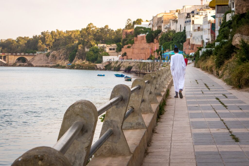 Quiet riverside path in Azemmour, Morocco