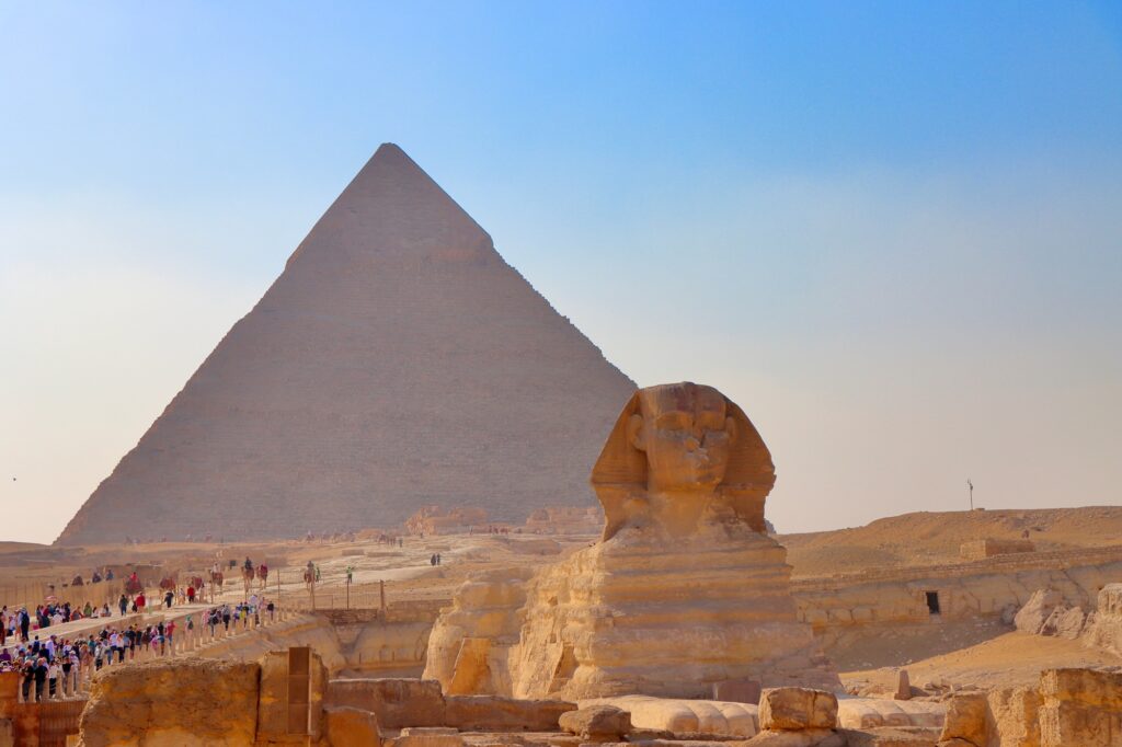 Great Pyramids of Giza with the Sphinx in foreground