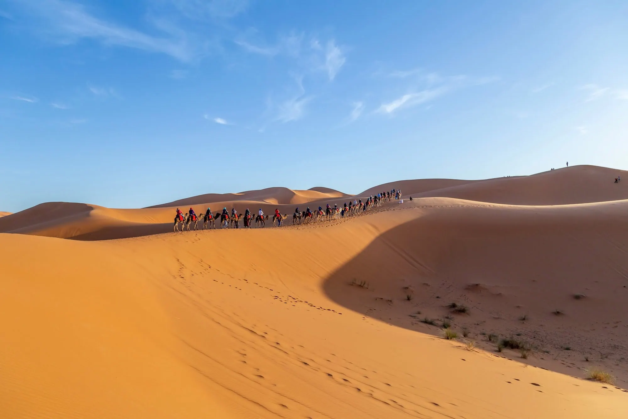 The town of Merzouga is located in the south east of Morocco. It is one of the important tourism locations. Camel safaris especially fascinate visitors