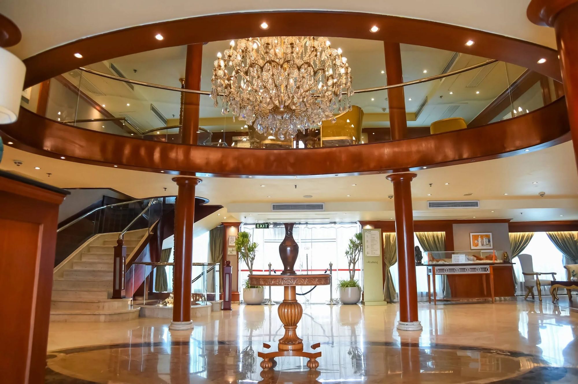 Elegant lobby on MS Amwaj Livingstone with modern décor
