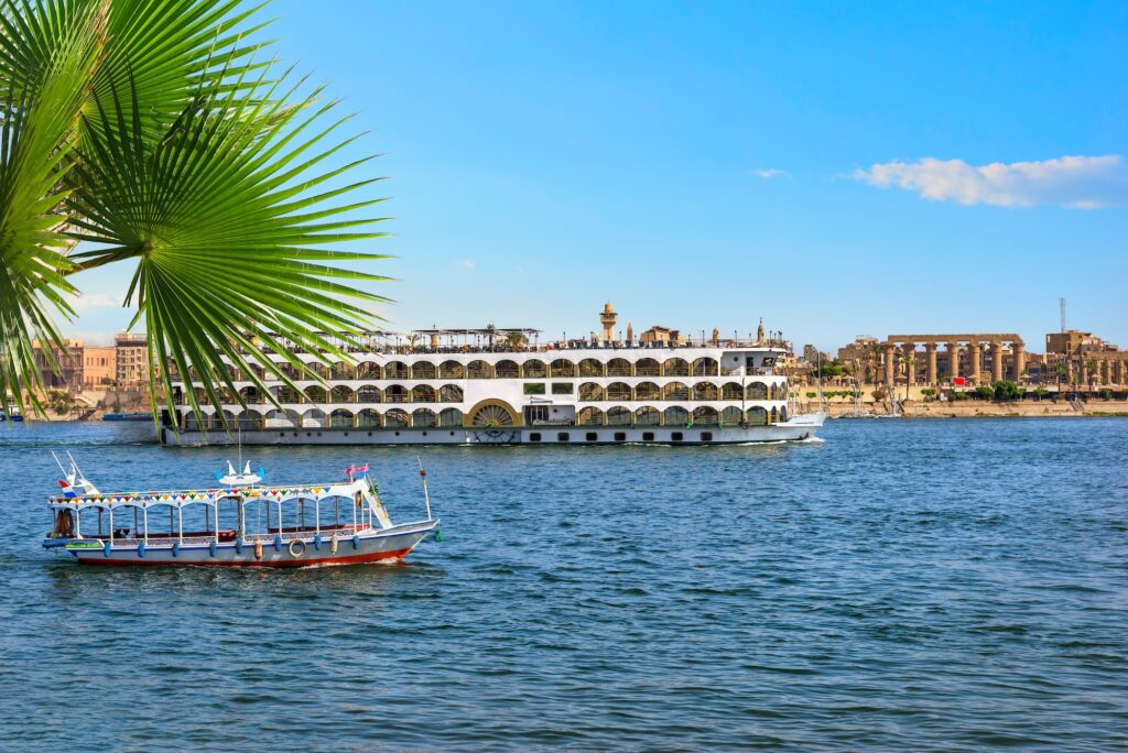 Ancient temples and Nile cruise ships in Luxor