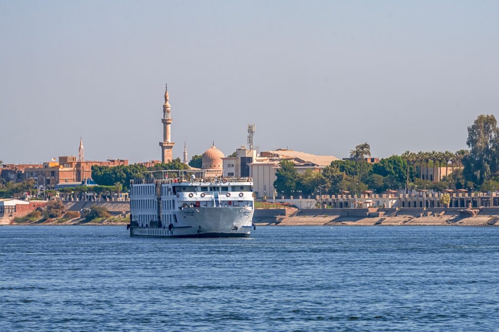 Cruise ship on the Nile near Aswan city