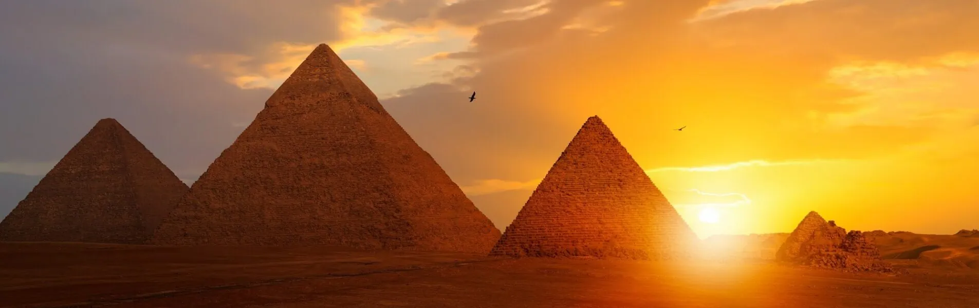 Giza Pyramid Complex at amazing sunset