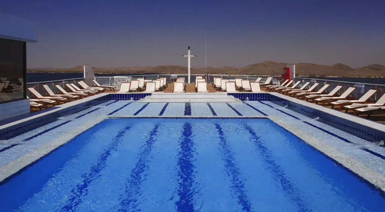 Outdoor pool on MS Steigenberger Omar El Khayam sun deck