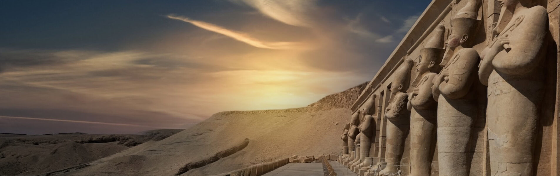 Statues of Queen Hatshepsut as Osiris at her Mortuary Temple in Luxor . Egypt.-1 2