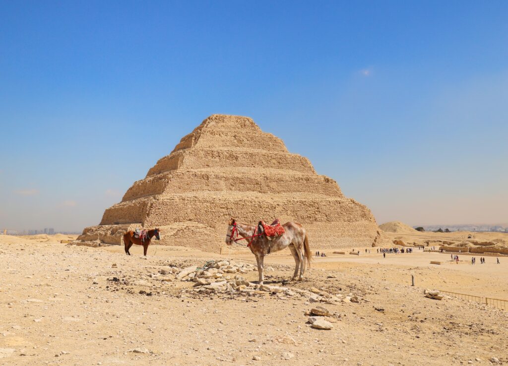Step Pyramid of Saqqara the oldest surviving large stone building in the world in Giza Egypt. Pharaoh Djoser circa 2650 BC
