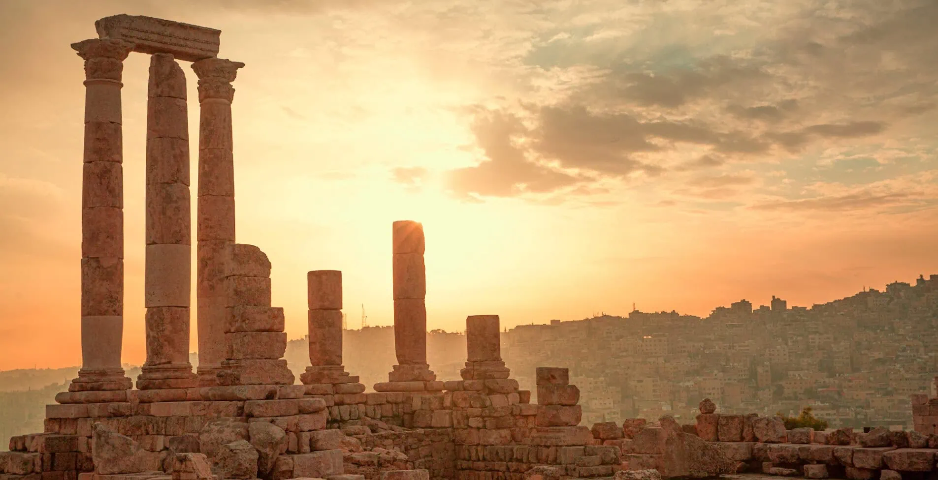 Temple of Hercules remains in Amman citadel Amman Jordan. 1905x976 crop 51 47