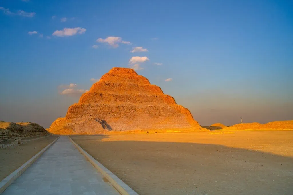 Step Pyramid of Djoser rising within the Saqqara necropolis complex, Saqqara