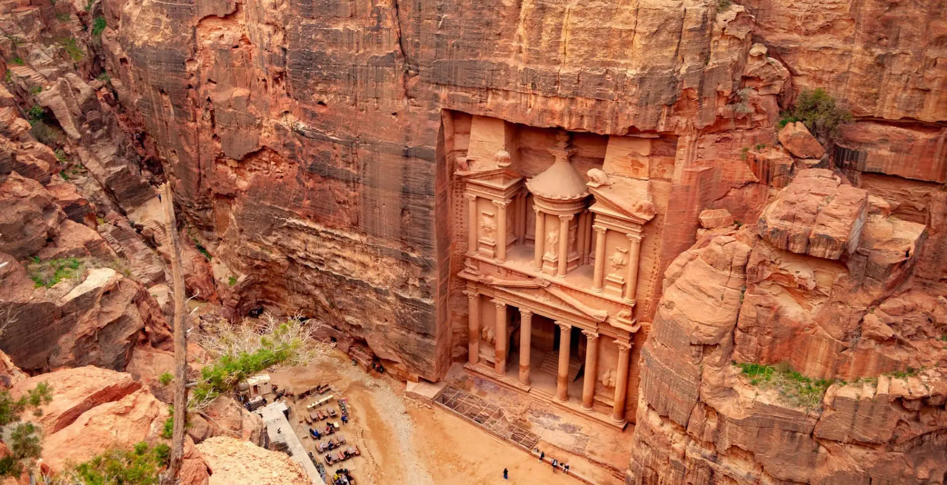 Top view of Al Khazneh the treasury ancient city of Petra Jordan 1905x976 crop 51 59