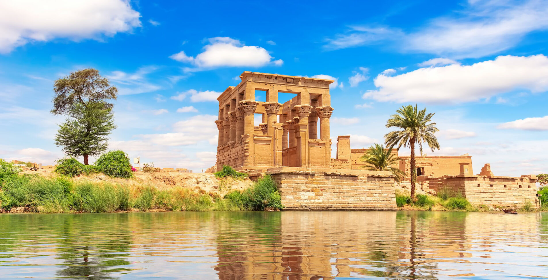 Trajans Kiosk of the Philae Temple on Agilkia Island by the Nile Aswan Egypt 1905x976 crop 50 51