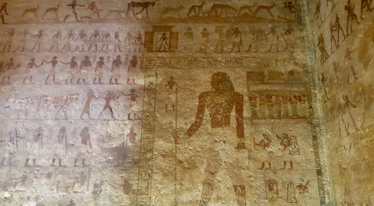 Wall paintings inside the Tomb of Baqet III, Beni Hassan, Minya