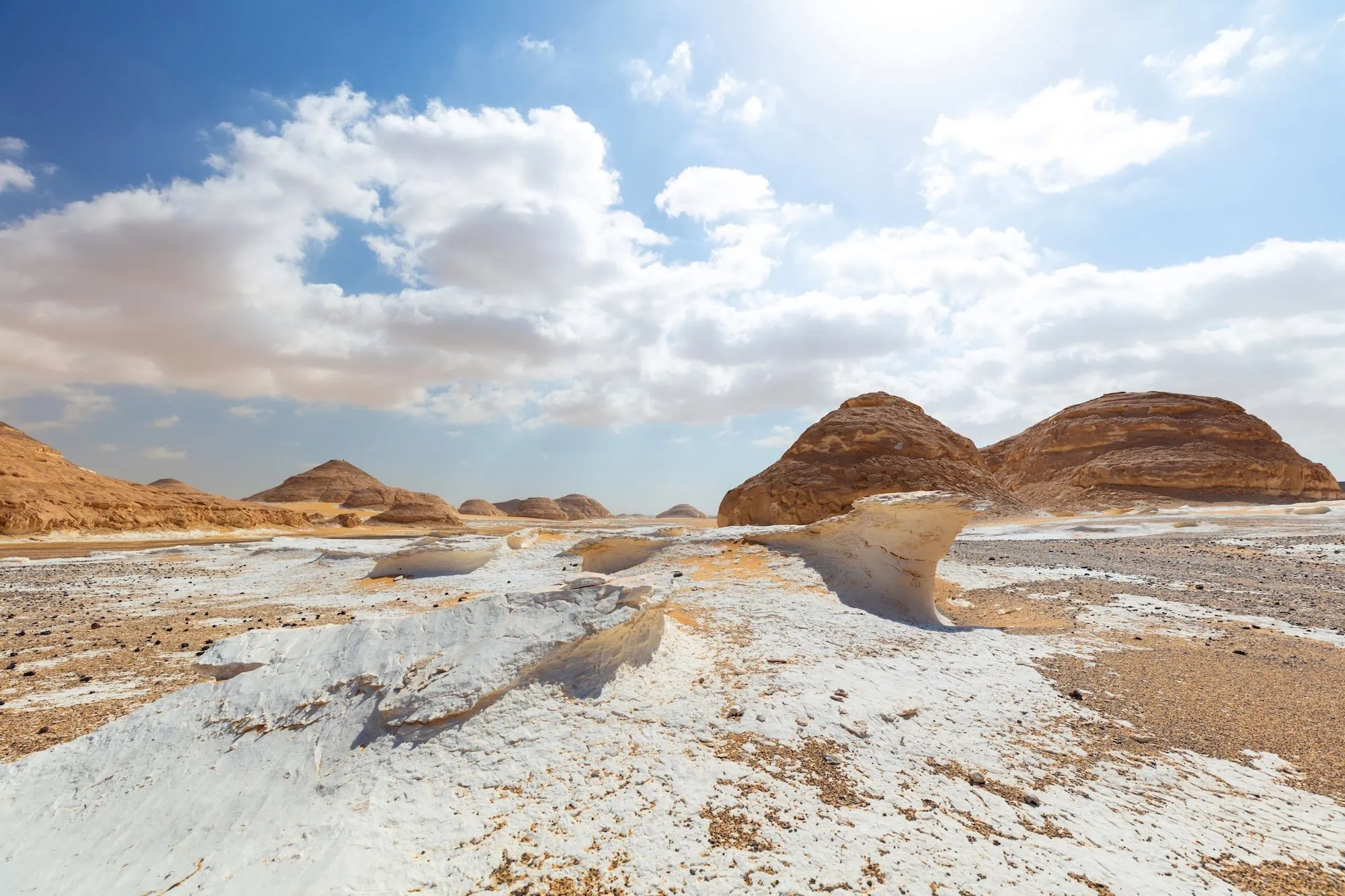 White limestone rock formations in Egypt's White Desert National Park