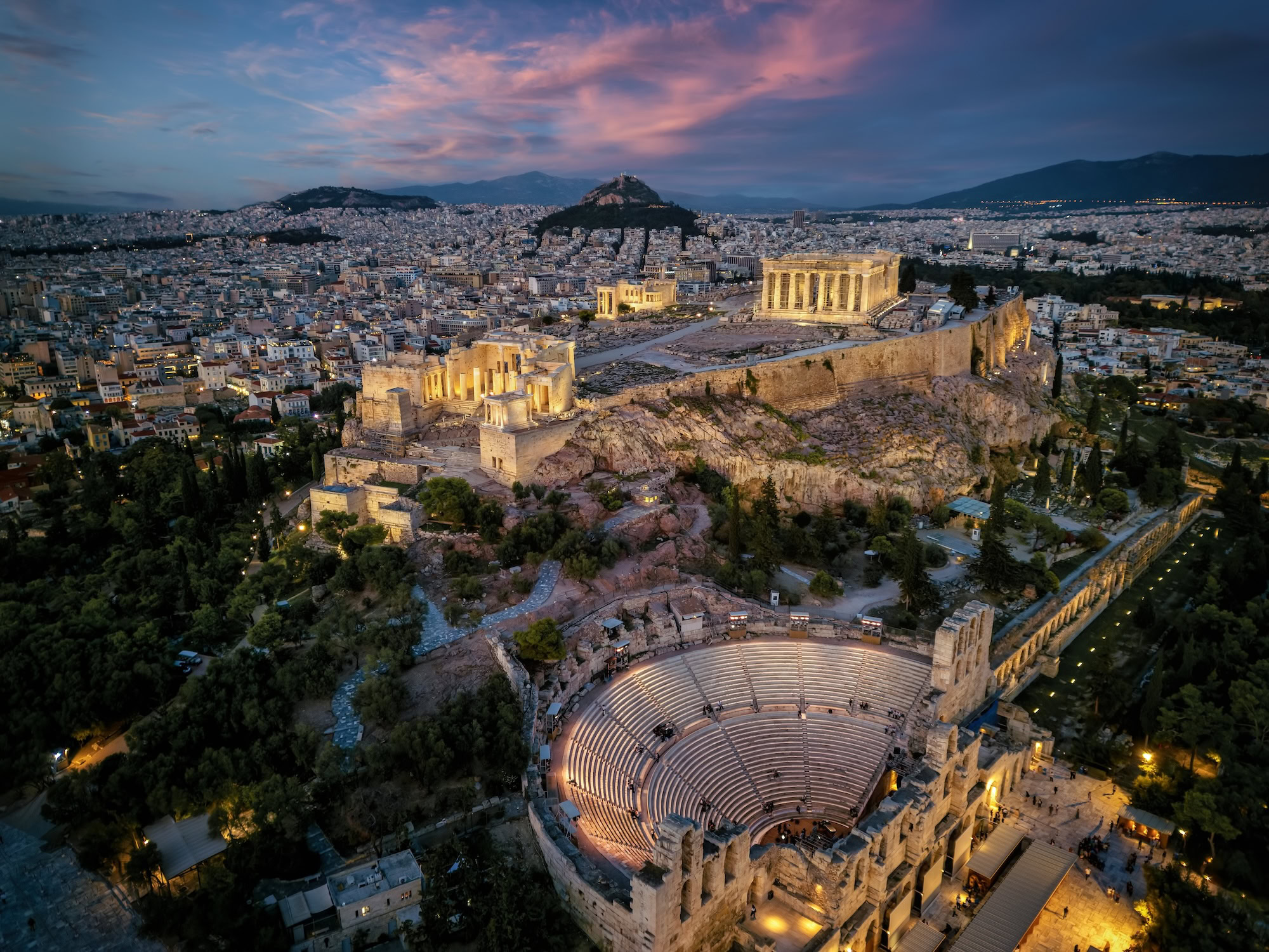 Línea del horizonte de Atenas, Grecia