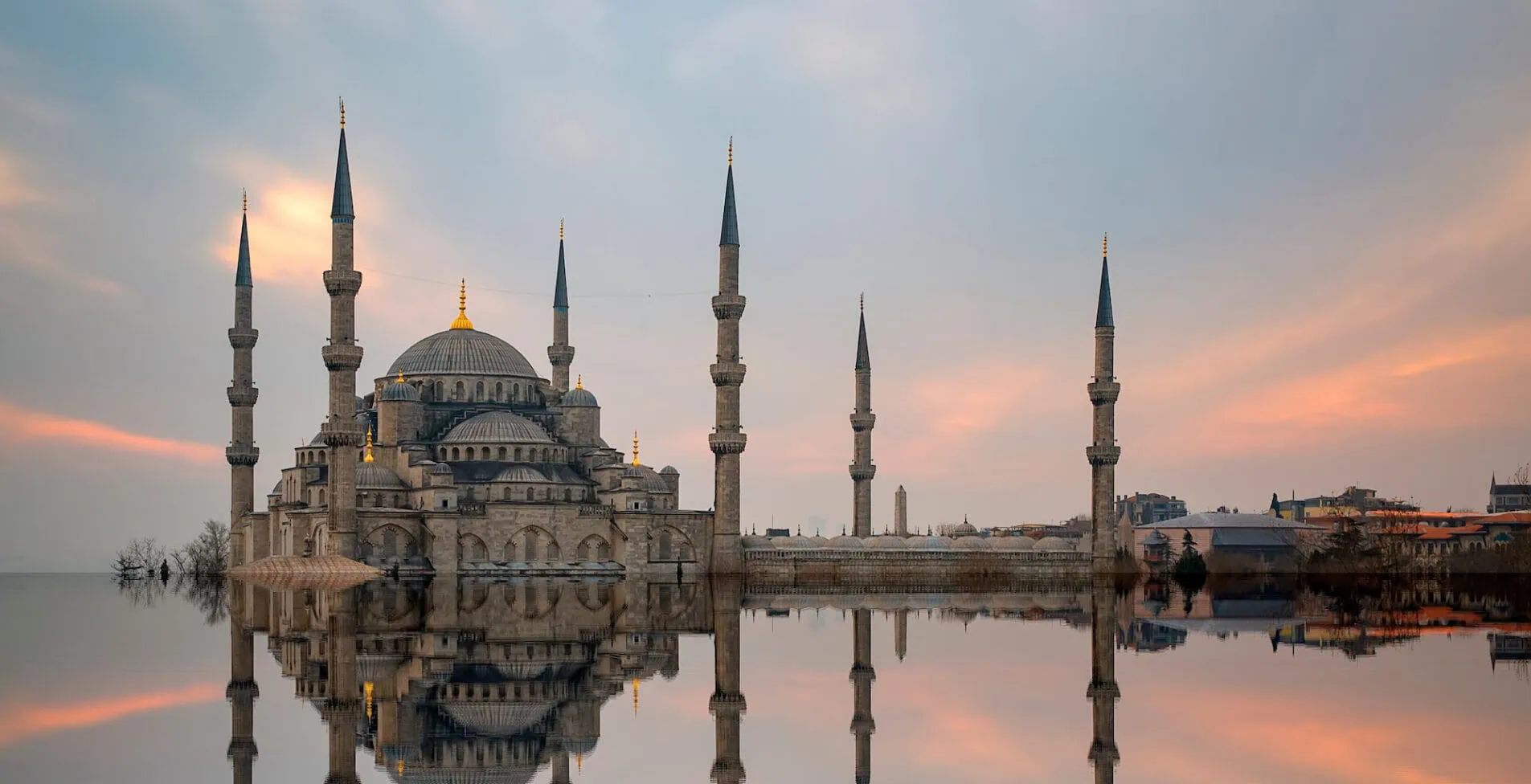 Istanbul Turkey. Sultan Ahmet Camii named Blue Mosque turkish islamic landmark with six minarets main attraction of the city 1905x976 crop 46 47