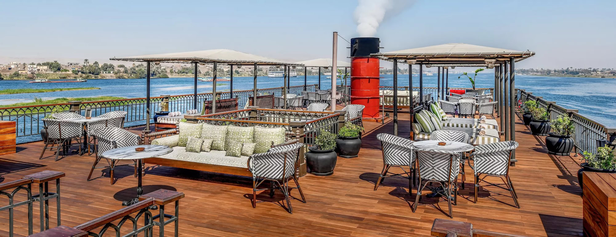 Relaxation deck on Mövenpick SS Misr with comfortable seating