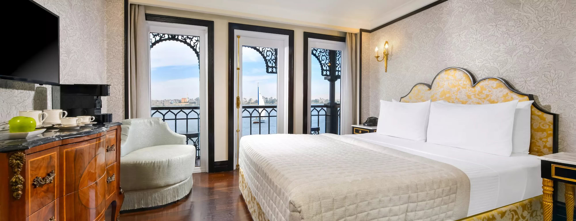 Double bedroom on Mövenpick SS Misr with river view