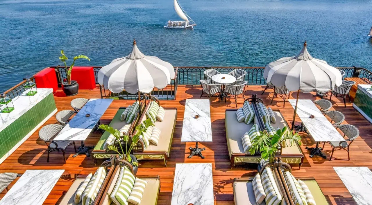 Relaxation deck on Mövenpick SS Misr with comfortable seating