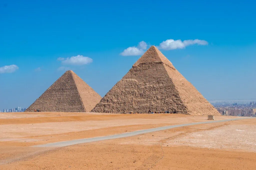 The Great Pyramid of Giza towering over the ancient pyramid complex