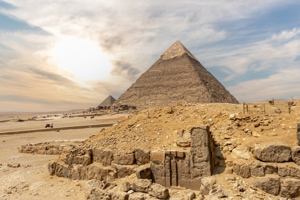 The Pyramid of Khafre with dramatic sky in Egypt