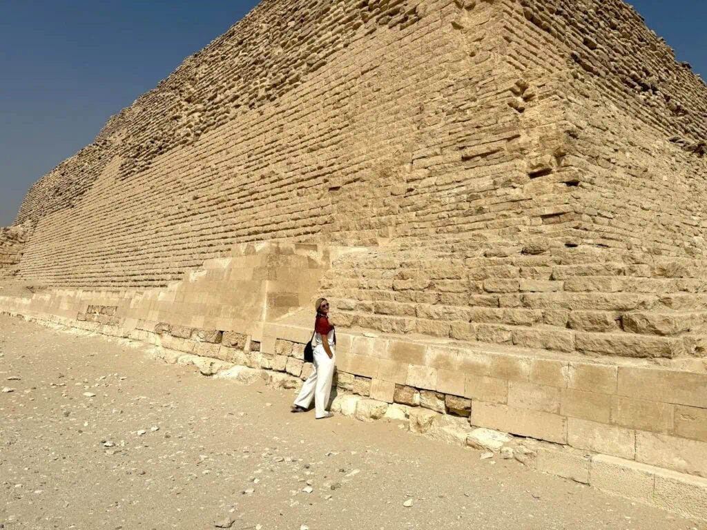 Tourist exploring the base of the Step Pyramid