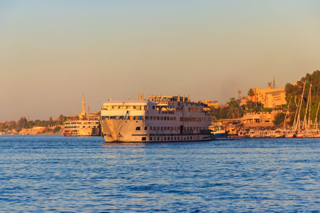 Cruise ship sailing on the Nile river