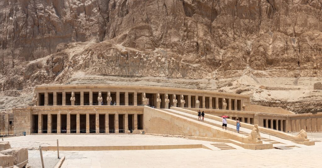 Terraced colonnades and cliffside façade of the Mortuary Temple of Hatshepsut, Luxor