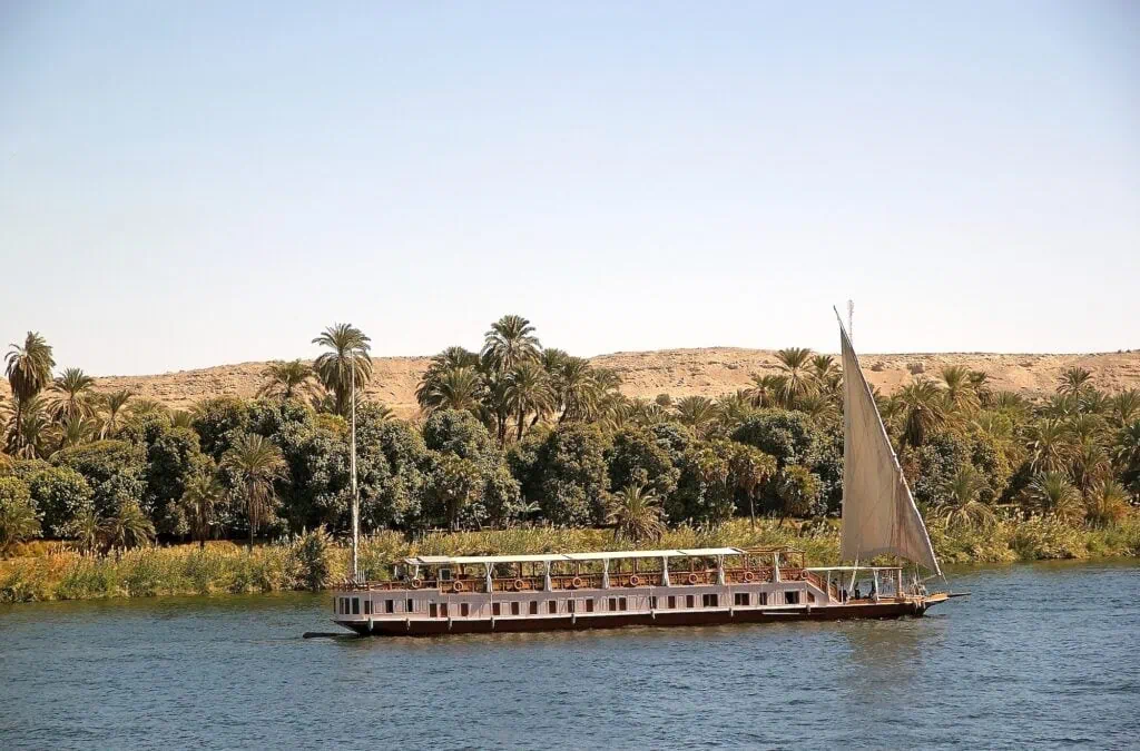 Nile cruises by traditional dahabeah sailboats along the Nile River between Luxor and Aswan
