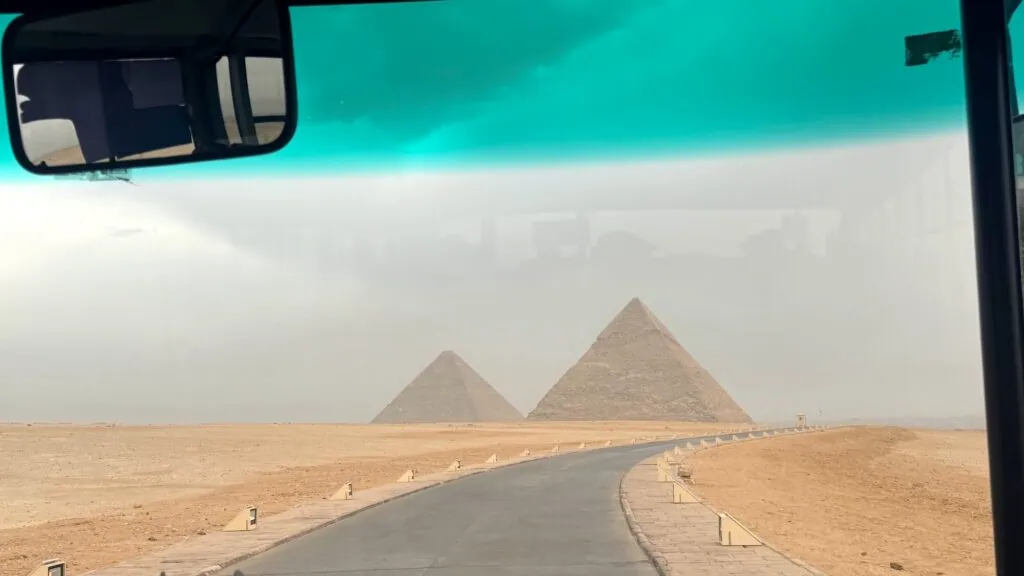 Shuttle bus near the Giza Pyramids
