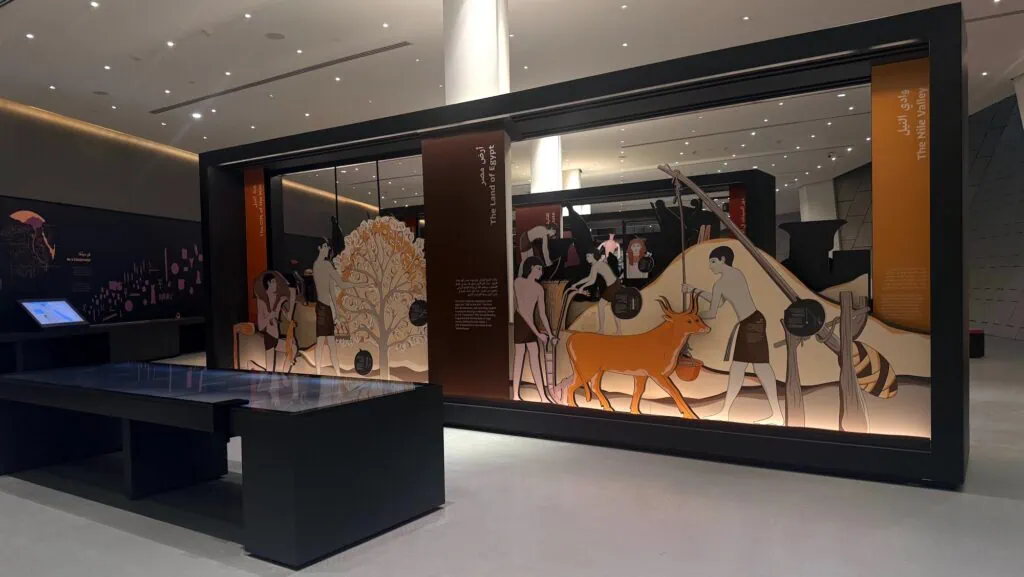 Interactive displays and child-focused exhibits inside the Grand Egyptian Museum children's section Cairo