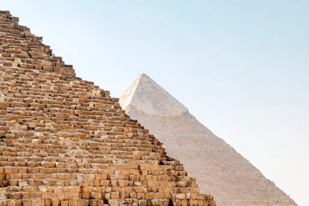 giza plateau with pyramids at background